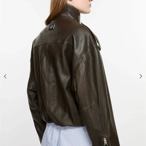 Acne Studios Brown Leather Jacket - Picture 3 of 3